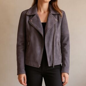 ASOS Dark Grey Suede Moto Jacket Size Small